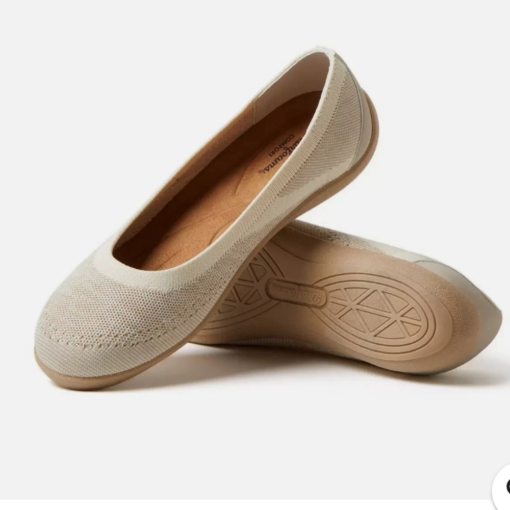 The Original Dearfoams Comfort Slip- On Flats Women Shoes CREAM Size 8 US